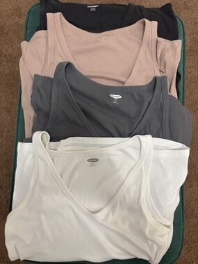 Old Navy Ribbed V-neck Tanks - White, Gray, Blush, Charcoal - size XXL Tall